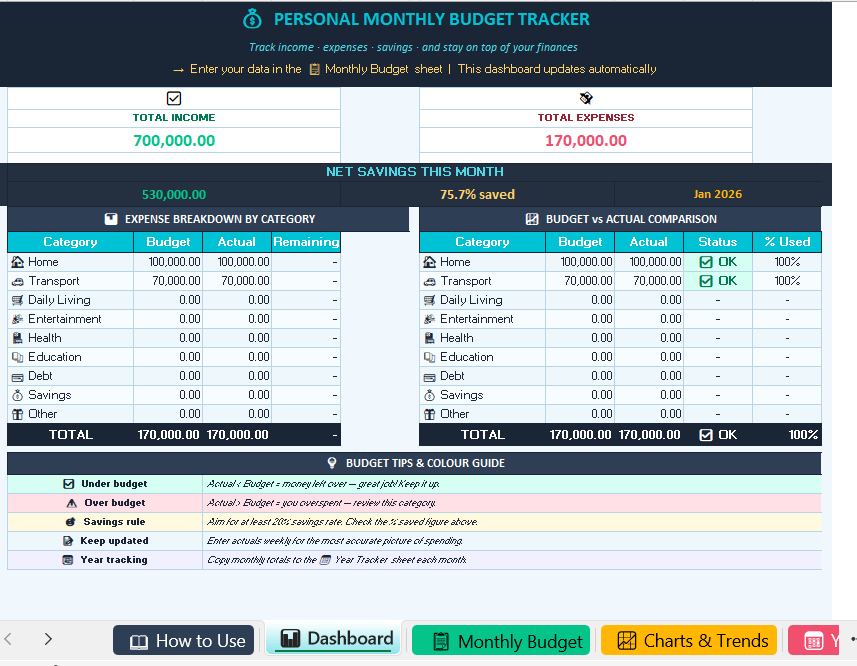 Smart Monthly Income & Expense Tracker preview